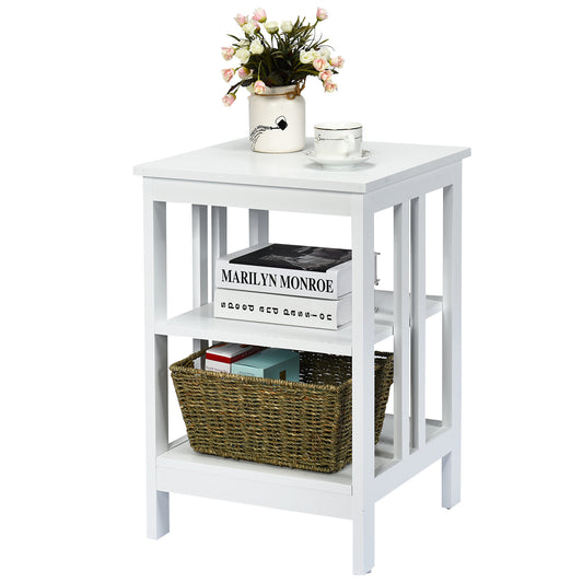 Topbuy 3-tier Side Table Nightstand Sofa End Table Storage Display Shelf White/Black/Espresso/Grey