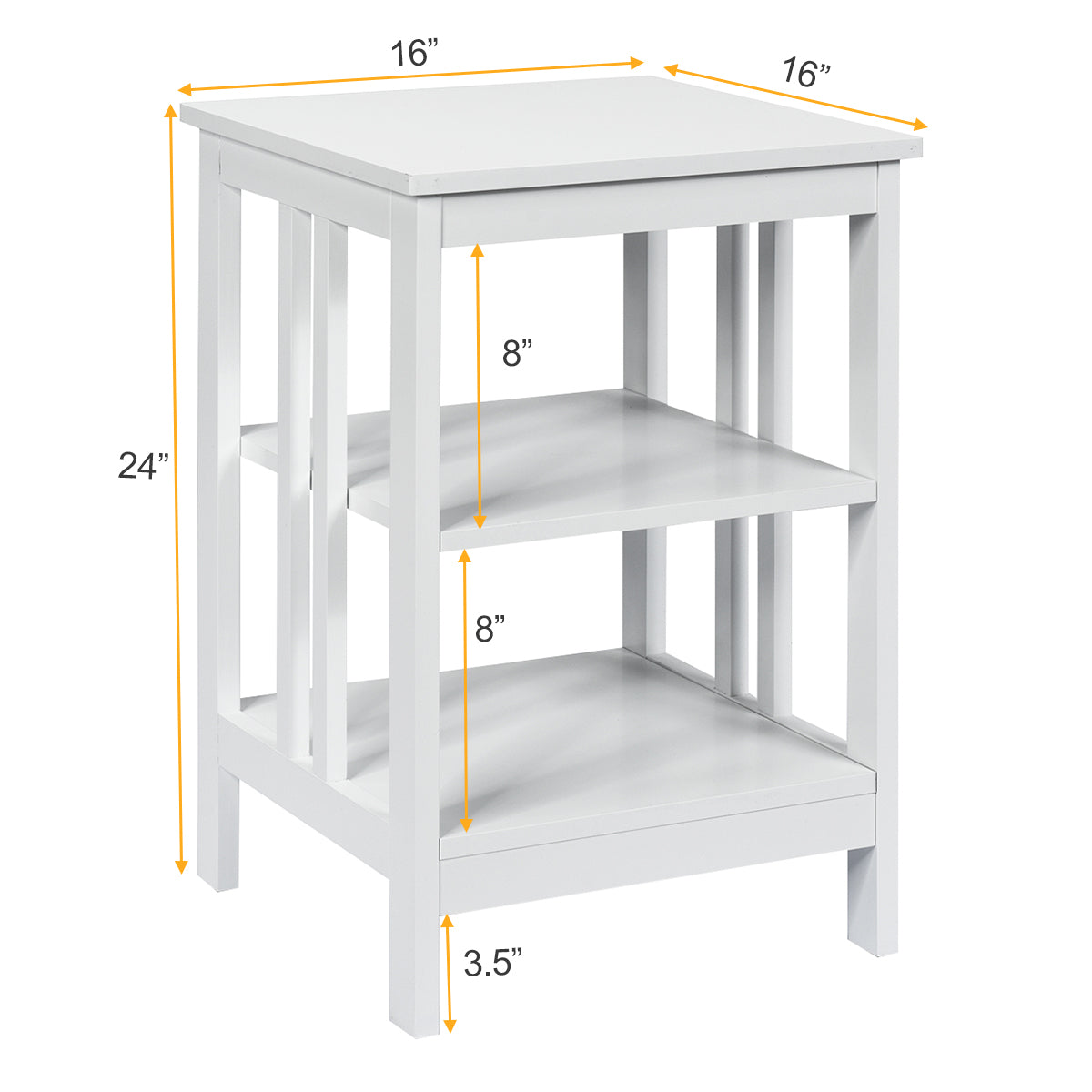 Topbuy 3-tier Side Table Nightstand Sofa End Table Storage Display Shelf White/Black/Espresso/Grey