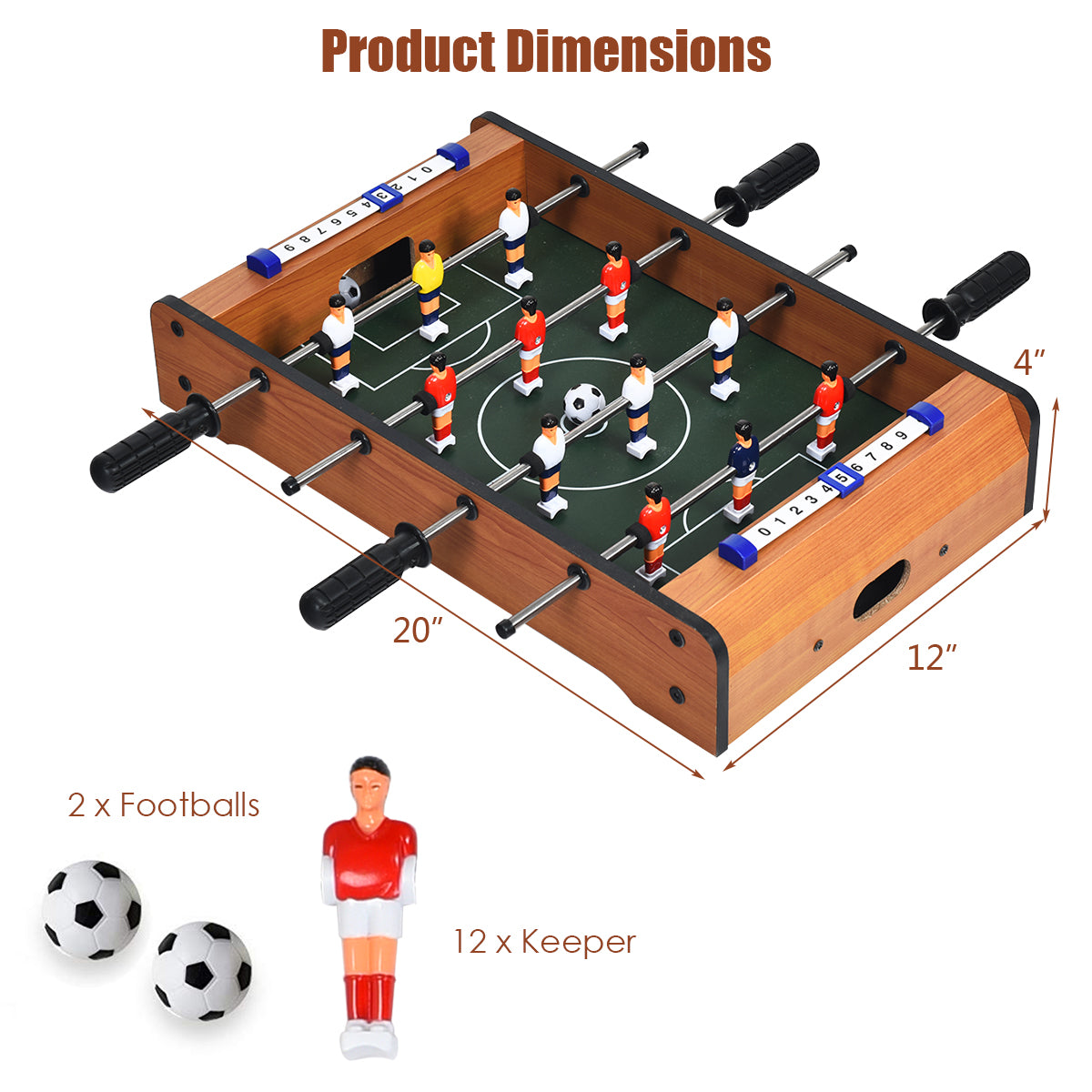 Topbuy 20'' Foosball Table Mini Tabletop Soccer Game Christmas Gift Football Sports