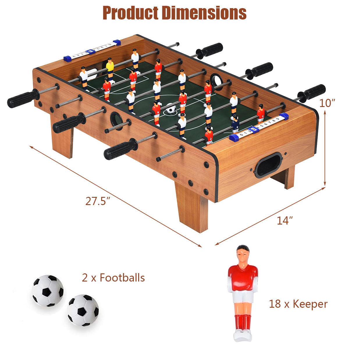 Topbuy 27'' Foosball Table Mini Tabletop Soccer Game Christmas Gift Football Sports