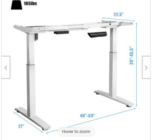 Topbuy Electric Standing Desk Frame Adjustable Motorized Sit Stand Desk Base Black White/Black