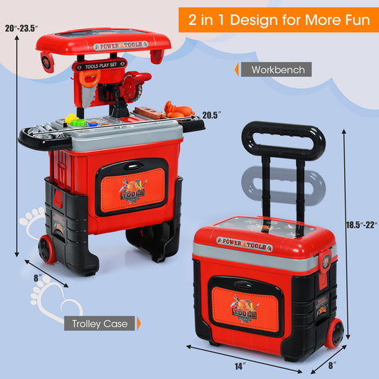 Topbuy 2 in 1 Toddlers Toy Tool Play Set Portable Construction Toy Tool Workbench