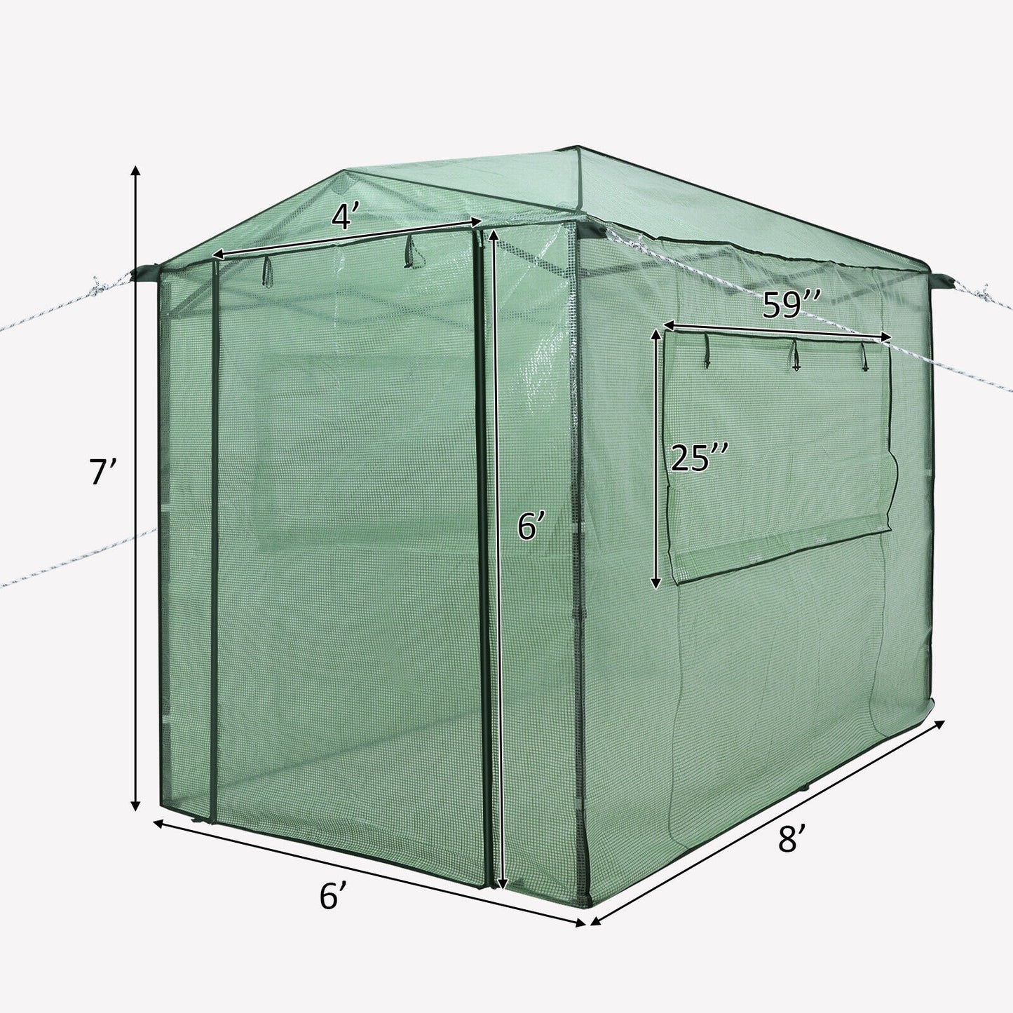 Topbuy 6' x 8' Walk-in Greenhouse Portable Pop-up Garden with Windows and Door