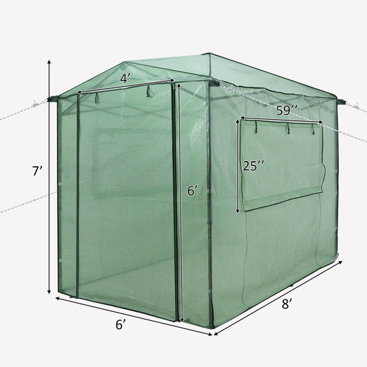 Topbuy 6' x 8' Walk-in Greenhouse Portable Pop-up Garden with Windows and Door