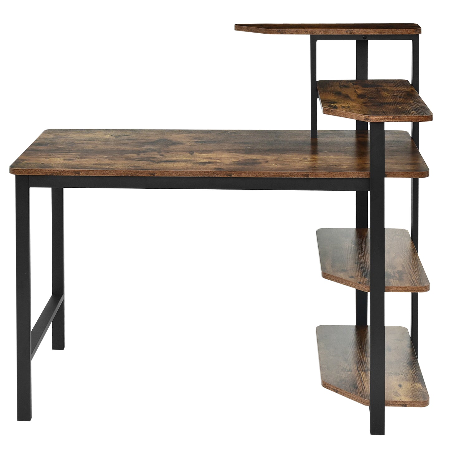 Topbuy Industrial 48?¡À Computer Desk Writing Study Table with 4-Tier Bookshelves