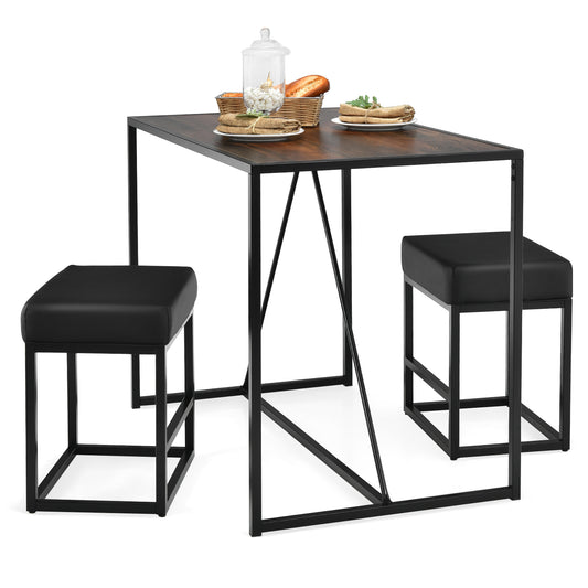 Topbuy 3 PCS Dining Room Set Kitchen Dining Table With 2 Chairs Breakfast Table for Small Space