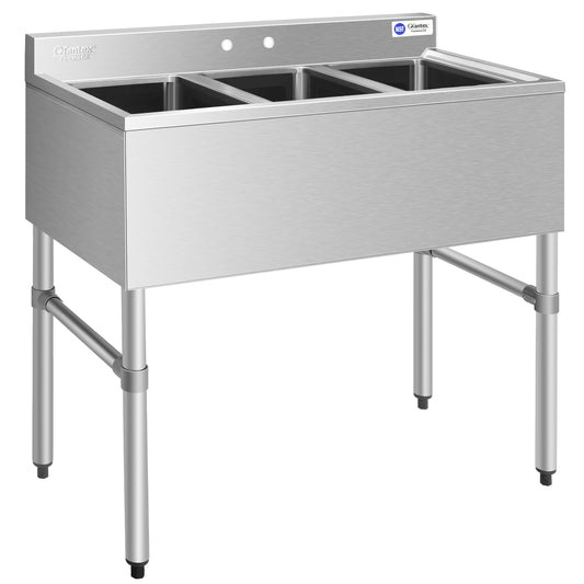 Topbuy NSF Stainless Steel Utility Sink 3 Compartment Commercial Kitchen Sink