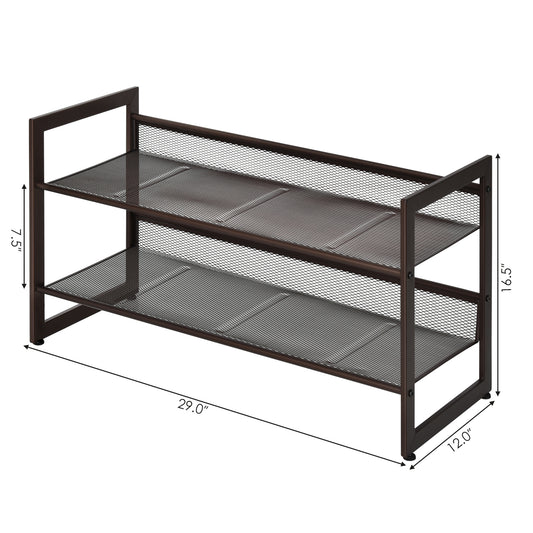 Topbuy Iron Shoe Shelf 2/3/4-Tier Space Saving Layered Shoes Shelving Shoes Storage Organizer