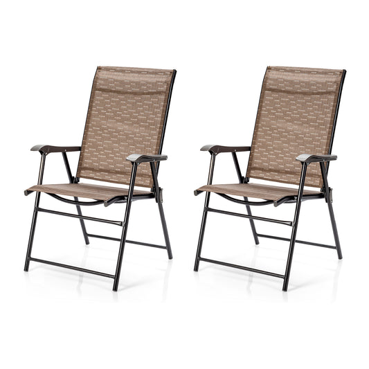 Topbuy 2PCS/4PCS Caming Chair Outdoor Folding Chair Garden Yard W/Armrest & Backrest