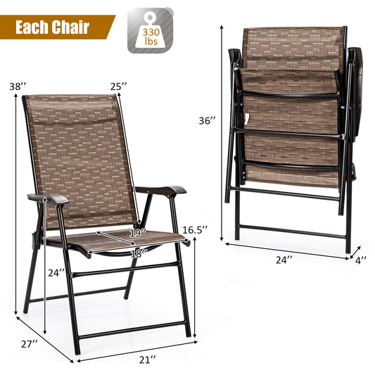 Topbuy 2PCS/4PCS Caming Chair Outdoor Folding Chair Garden Yard W/Armrest & Backrest