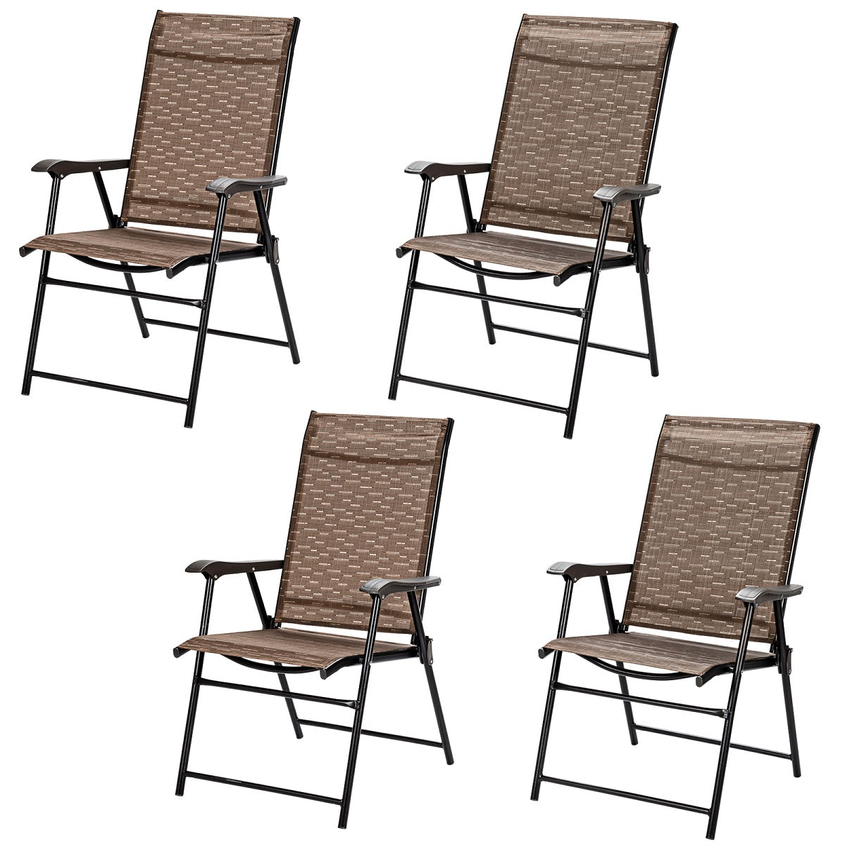 Topbuy 2PCS/4PCS Caming Chair Outdoor Folding Chair Garden Yard W/Armrest & Backrest