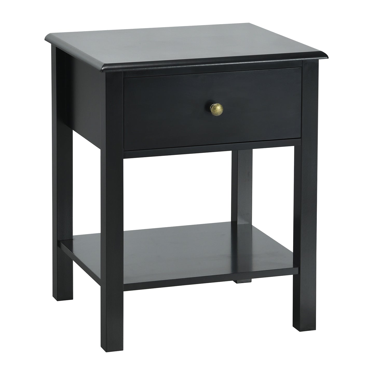 Topbuy End Table Nightstand w/Drawer & Shelf Bedroom Living Room Furniture Brown/Black/White