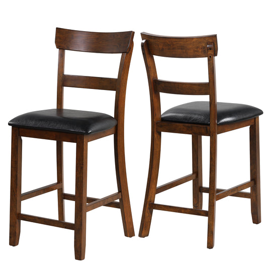 Topbuy Set of 2 Bar Stools Vintage Wooden Dining Chair for Kitchen, Bistro Brown&Black