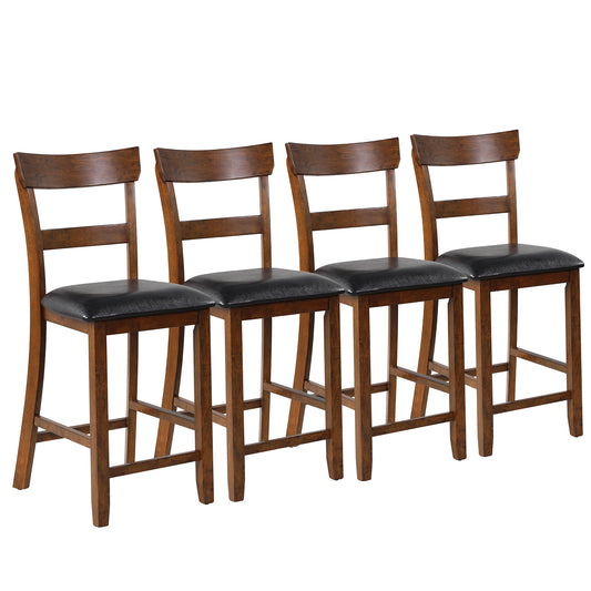 Topbuy Set of 4 Bar Stools Vintage Wooden Dining Chair for Kitchen, Bistro Brown&Black