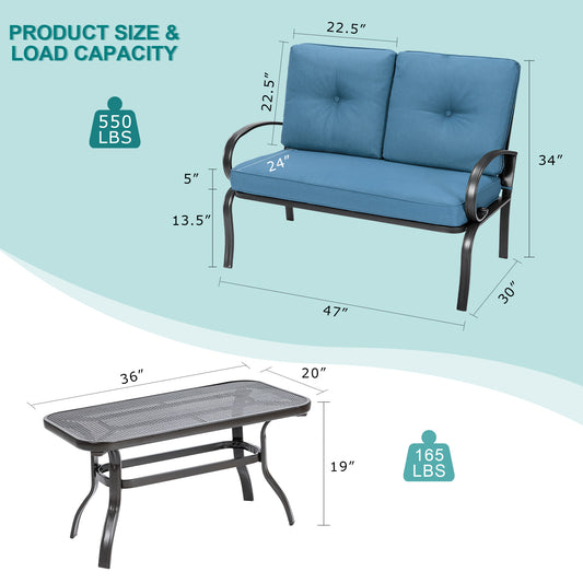 Topbuy LoveSeat Table Set Furniture Outdoor Garden