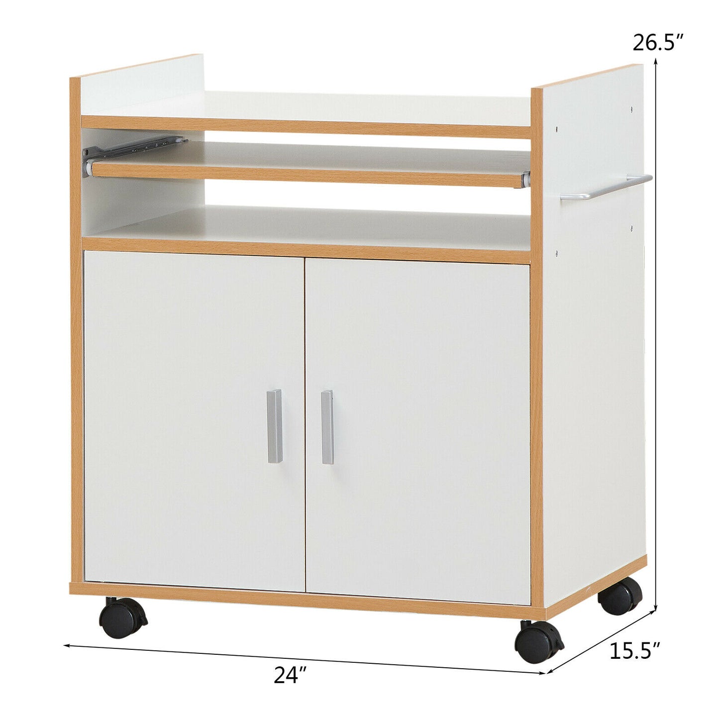 Topbuy Portable Rolling Kitchen Island on Wheels Storage Cart W/ Removable Shelf White