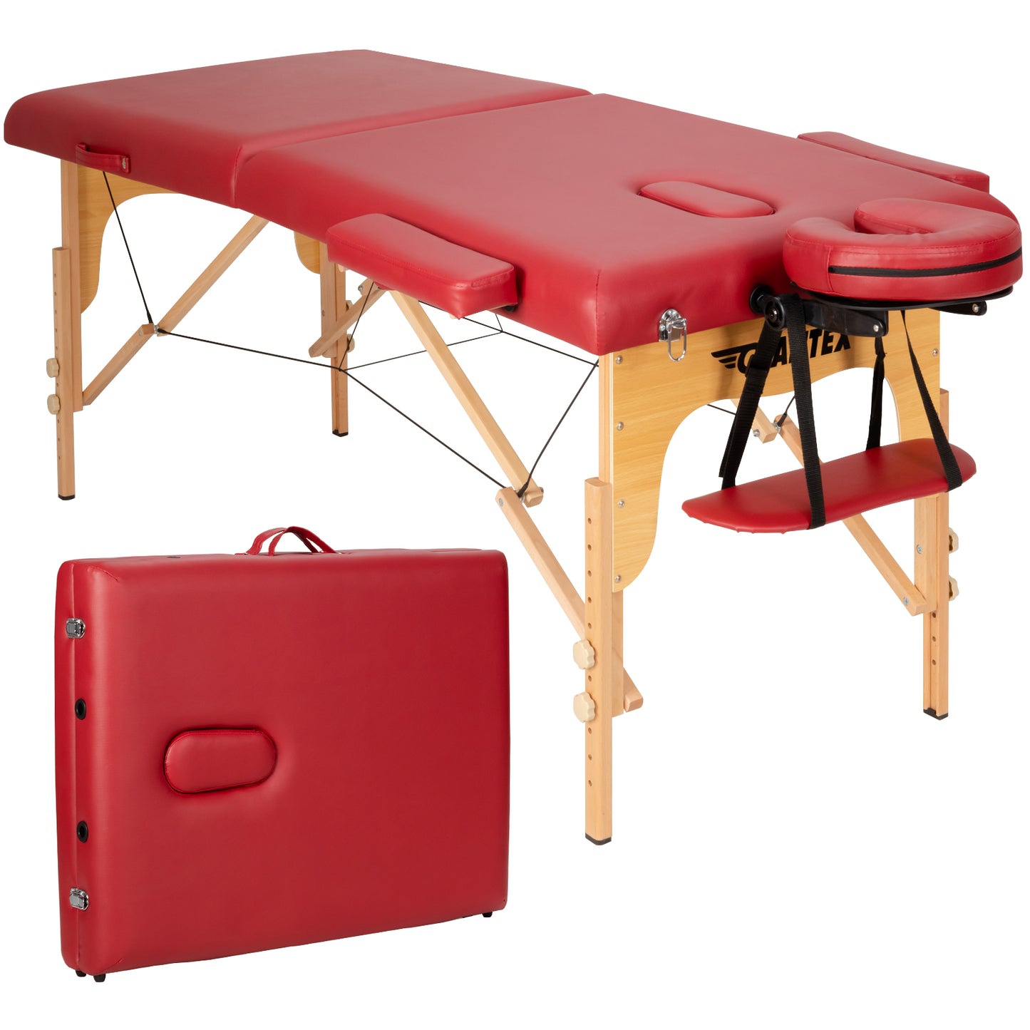 Topbuy Portable Massage Table Adjustable Spa Bed Wooden Legs with Face Cradle & Carry Case Black/Pink/Red/White