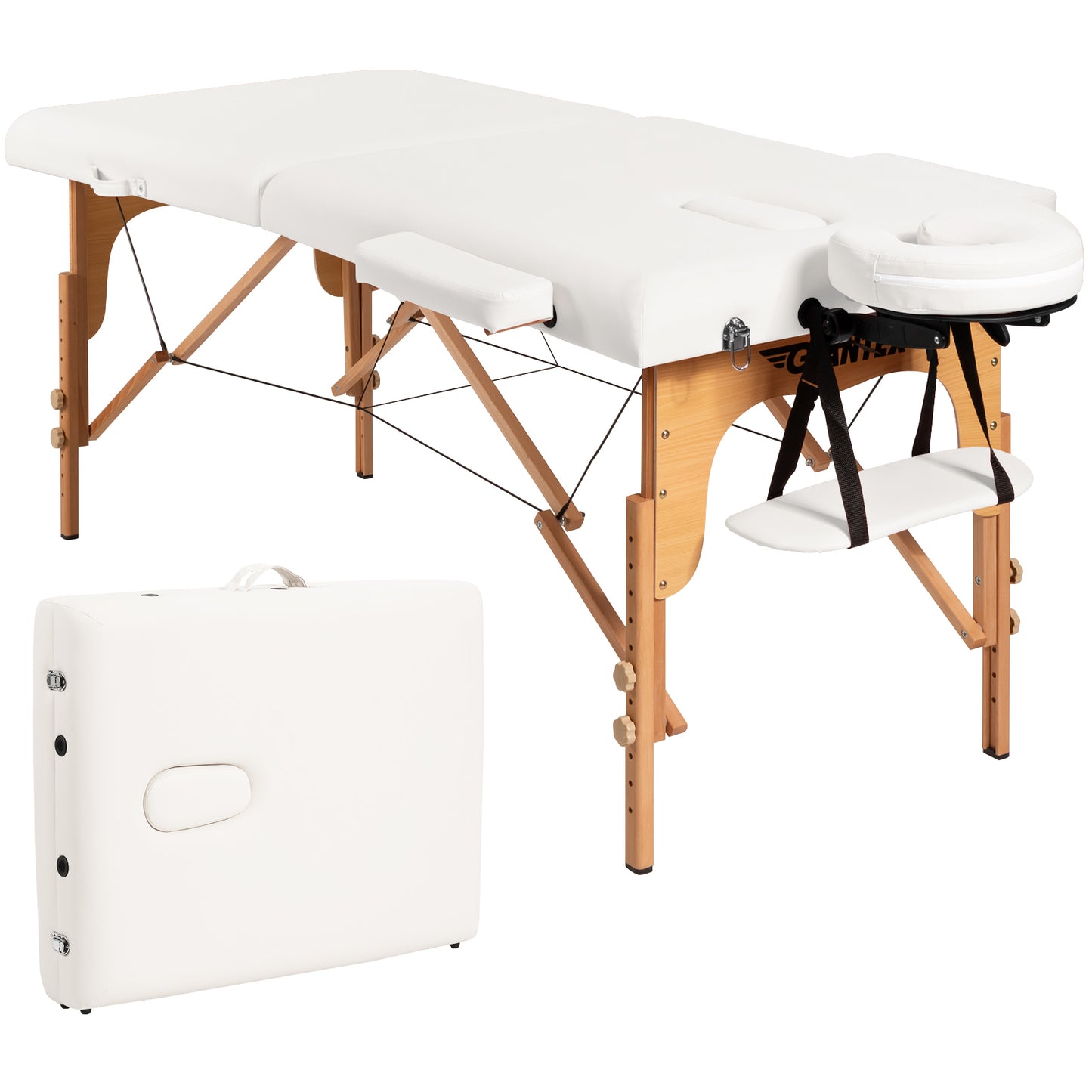 Topbuy Portable Massage Table Adjustable Spa Bed Wooden Legs with Face Cradle & Carry Case Black/Pink/Red/White