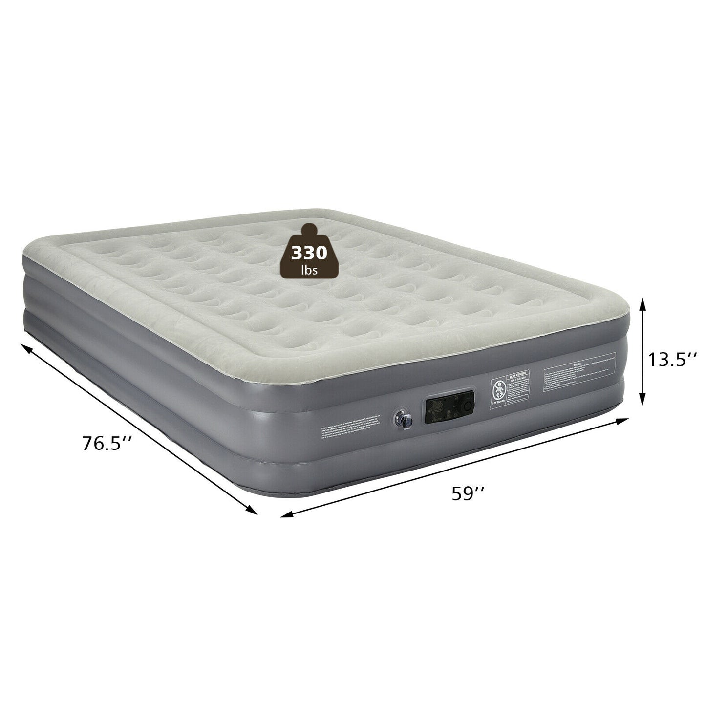 Topbuy Full Air Mattress Built-in Pump Portable Inflation Airbed Flocked top