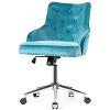 Topbuy Velvet Desk Chair Upholstered 360??Swivel Height Adjustable Rolling Office Chair for Office Bedroom Living Room Blue/Grey/Turquoise