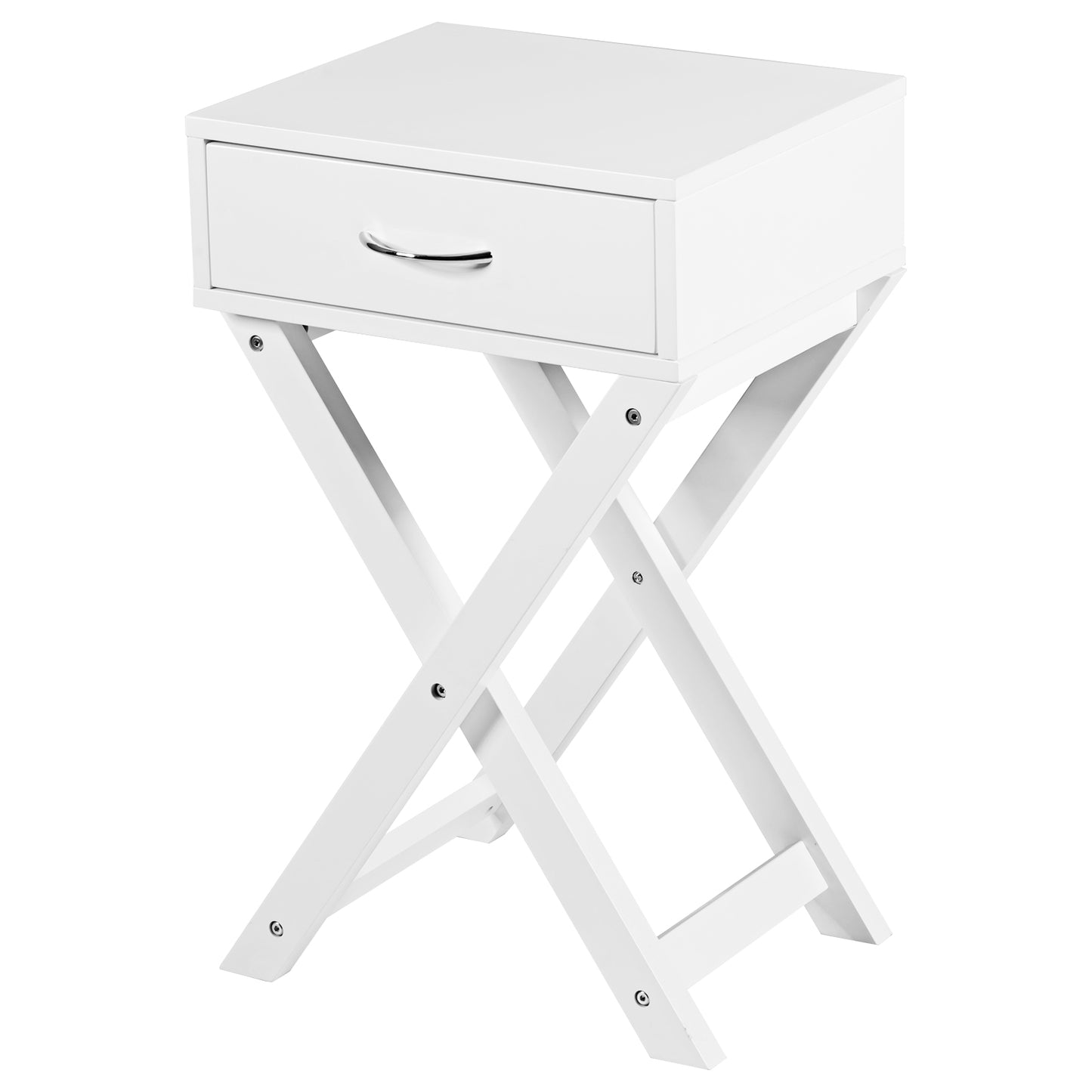 Topbuy Modern Versatile Nightstand X-shape Wooden End Table with Drawer Accent Side Table for Bedroom Black/White