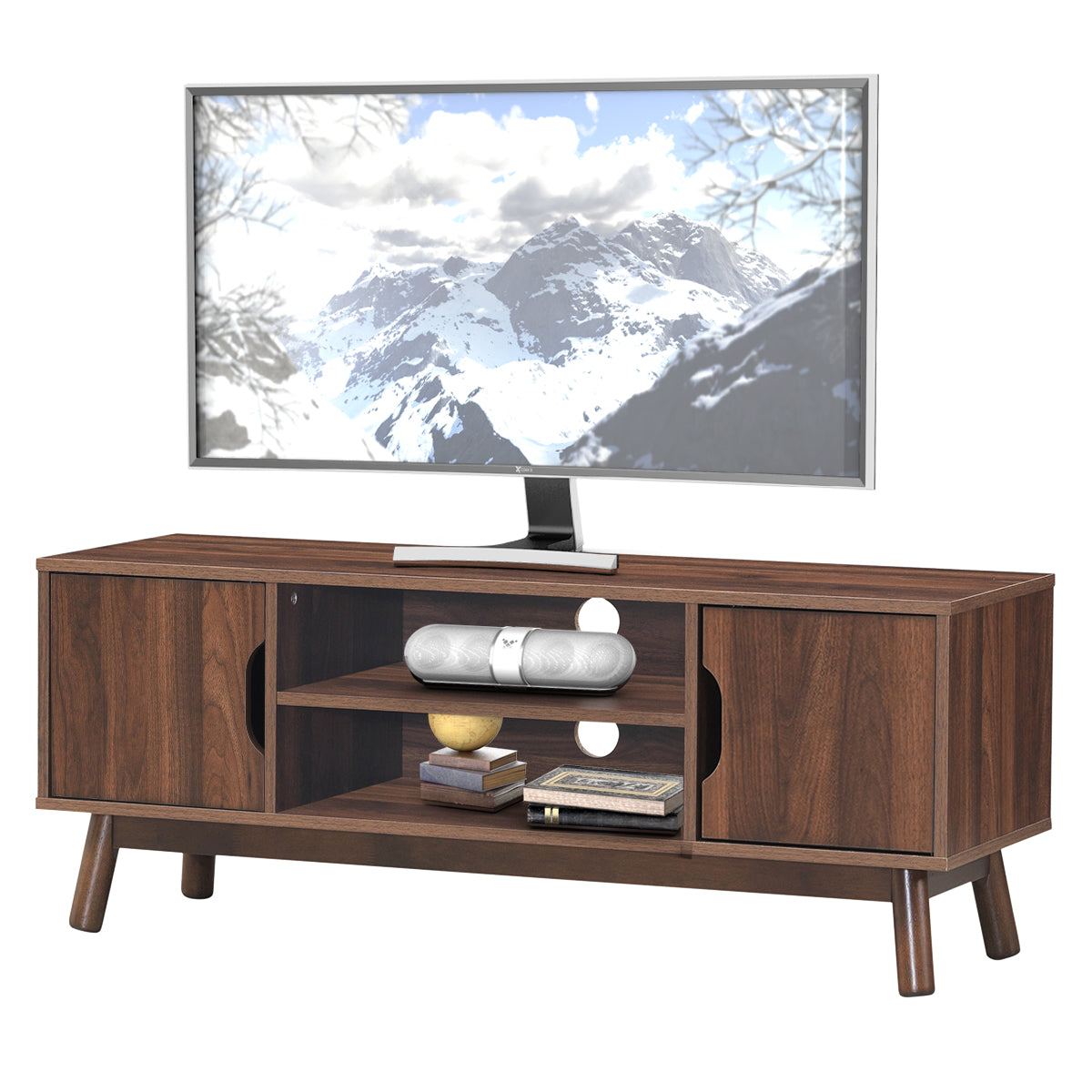 Topbuy TV Stand Storage Media Console for TV's up to 50'' Wooden Entertainment Center w/Shelves Black/Brown/White