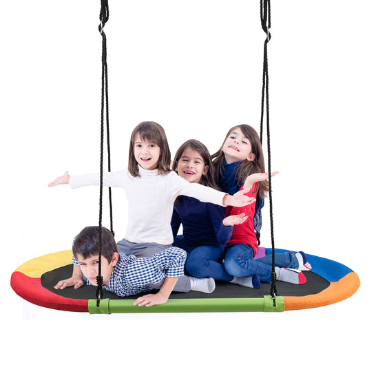 Topbuy 60'' Flying Saucer Tree Swing Set Outdoor Oval Swing Adjustable Hanging Ropes for Kids Colorful/Blue/Green/Purple