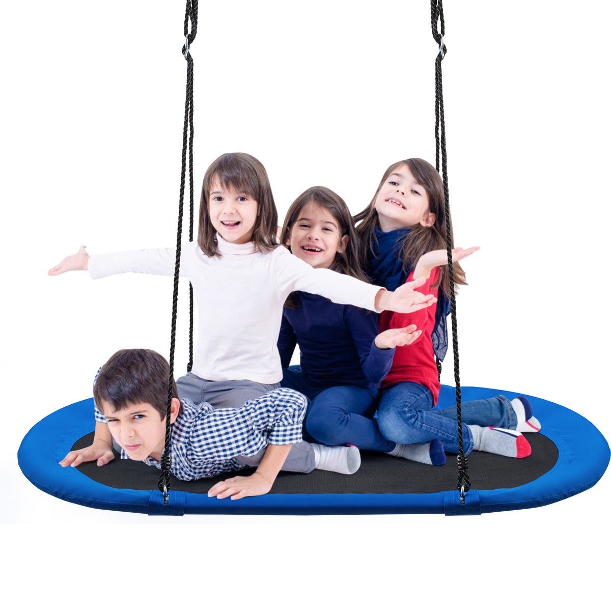 Topbuy 60'' Flying Saucer Tree Swing Set Outdoor Oval Swing Adjustable Hanging Ropes for Kids Colorful/Blue/Green/Purple