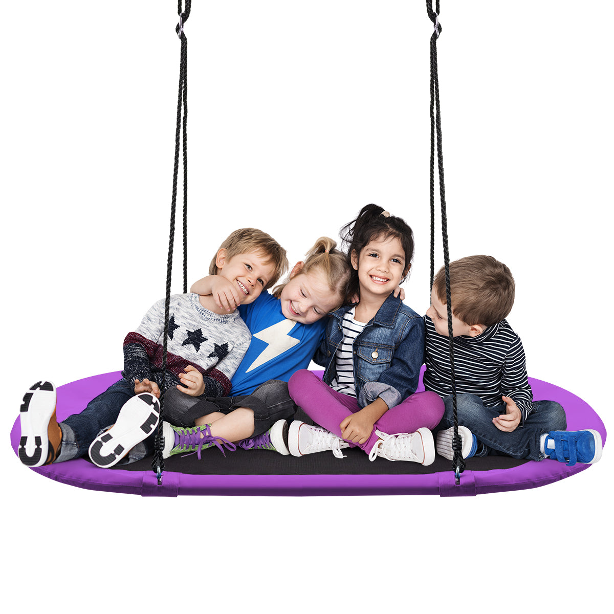 Topbuy 60'' Flying Saucer Tree Swing Set Outdoor Oval Swing Adjustable Hanging Ropes for Kids Colorful/Blue/Green/Purple