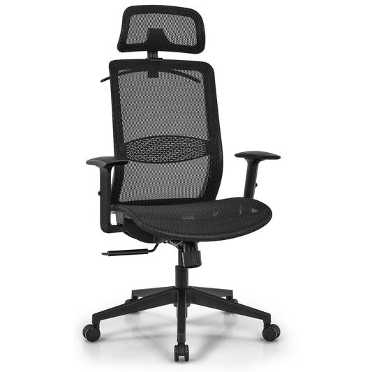 Topbuy High Back Mesh Office Chair Ergonomic Executive Chair Swivel Computer Task Chair w/ Headrest Black/Grey