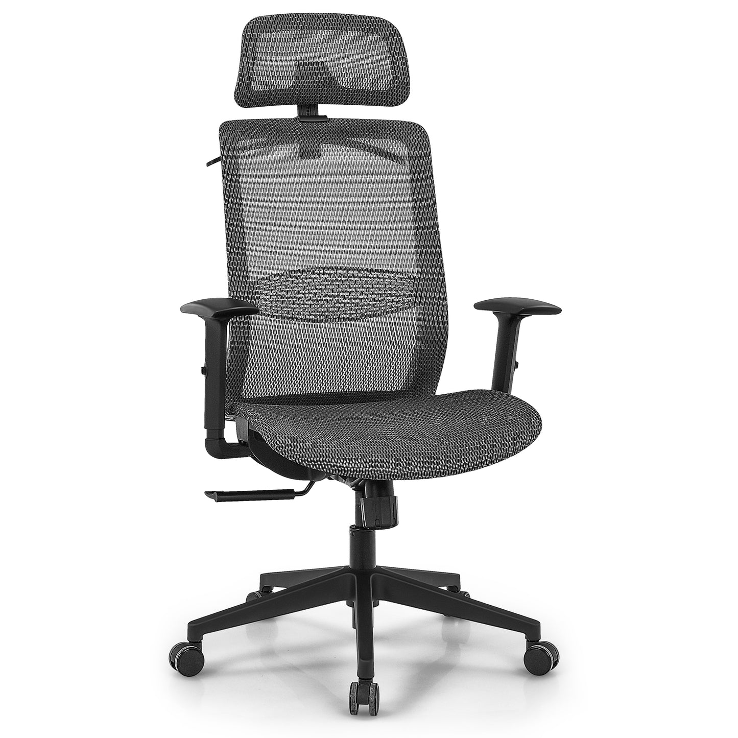 Topbuy High Back Mesh Office Chair Ergonomic Executive Chair Swivel Computer Task Chair w/ Headrest Black/Grey