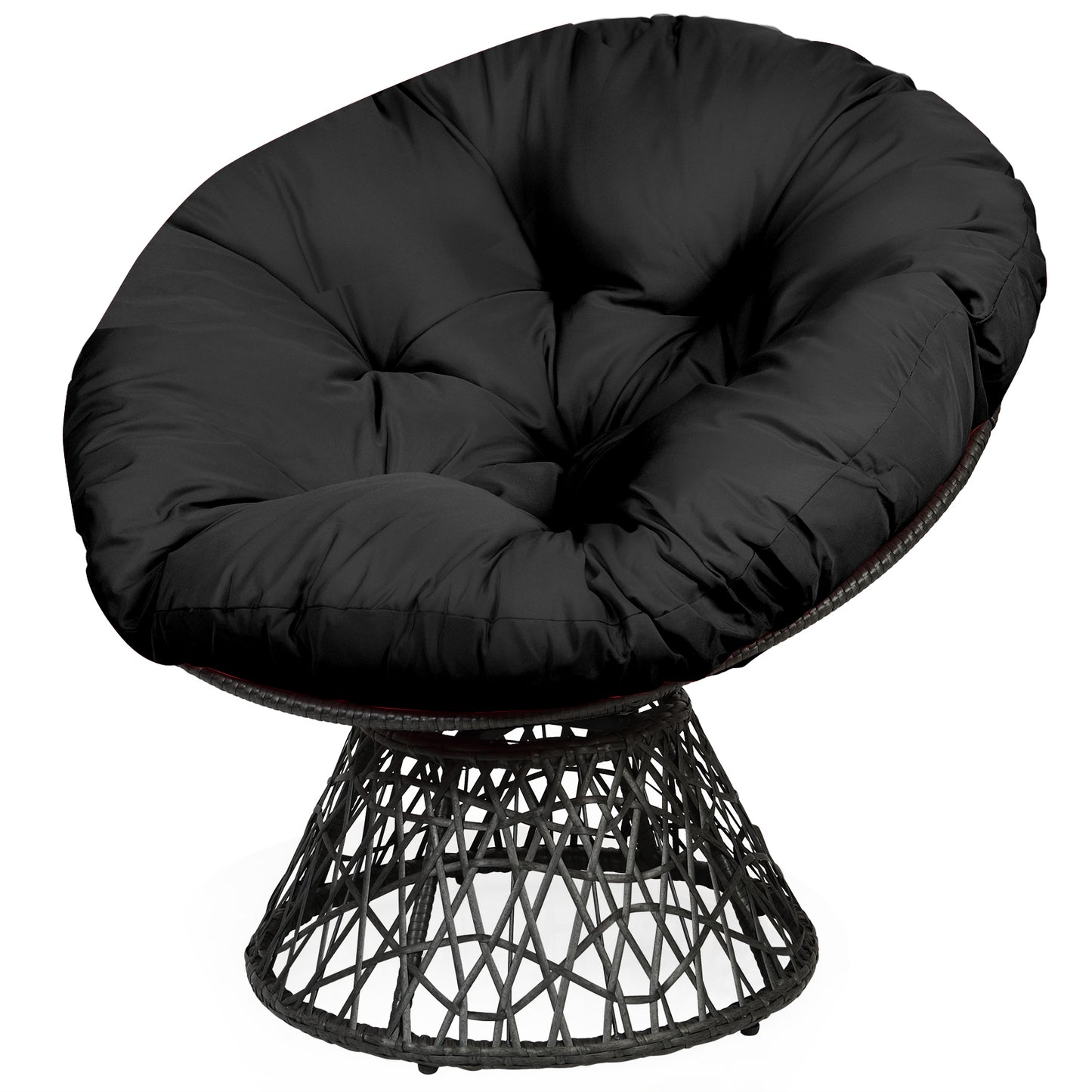 Patiojoy Rattan Papasan Chair Ergonomic Chair All-Weather Wicker 360-Degree Swivel Cushion for Outdoor & Indoor Red/Black/Green