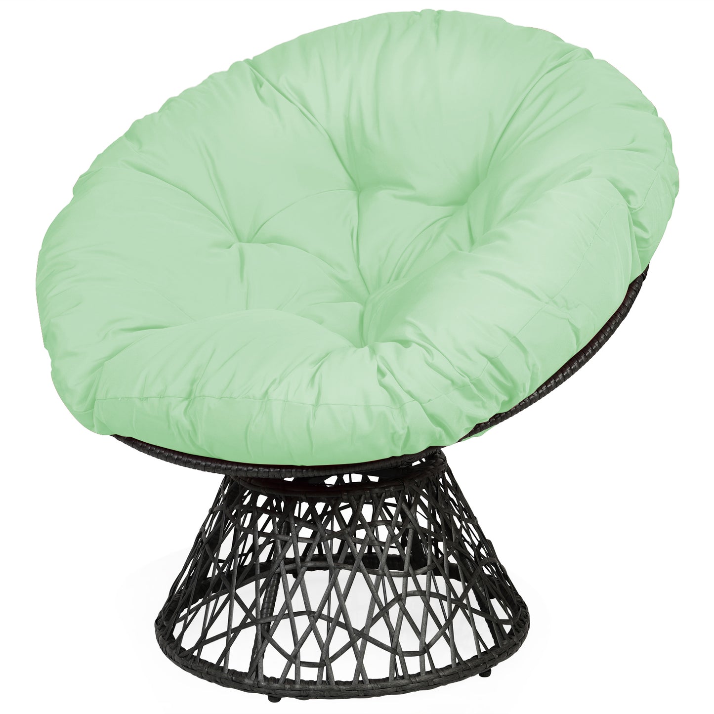 Patiojoy Rattan Papasan Chair Ergonomic Chair All-Weather Wicker 360-Degree Swivel Cushion for Outdoor & Indoor Red/Black/Green