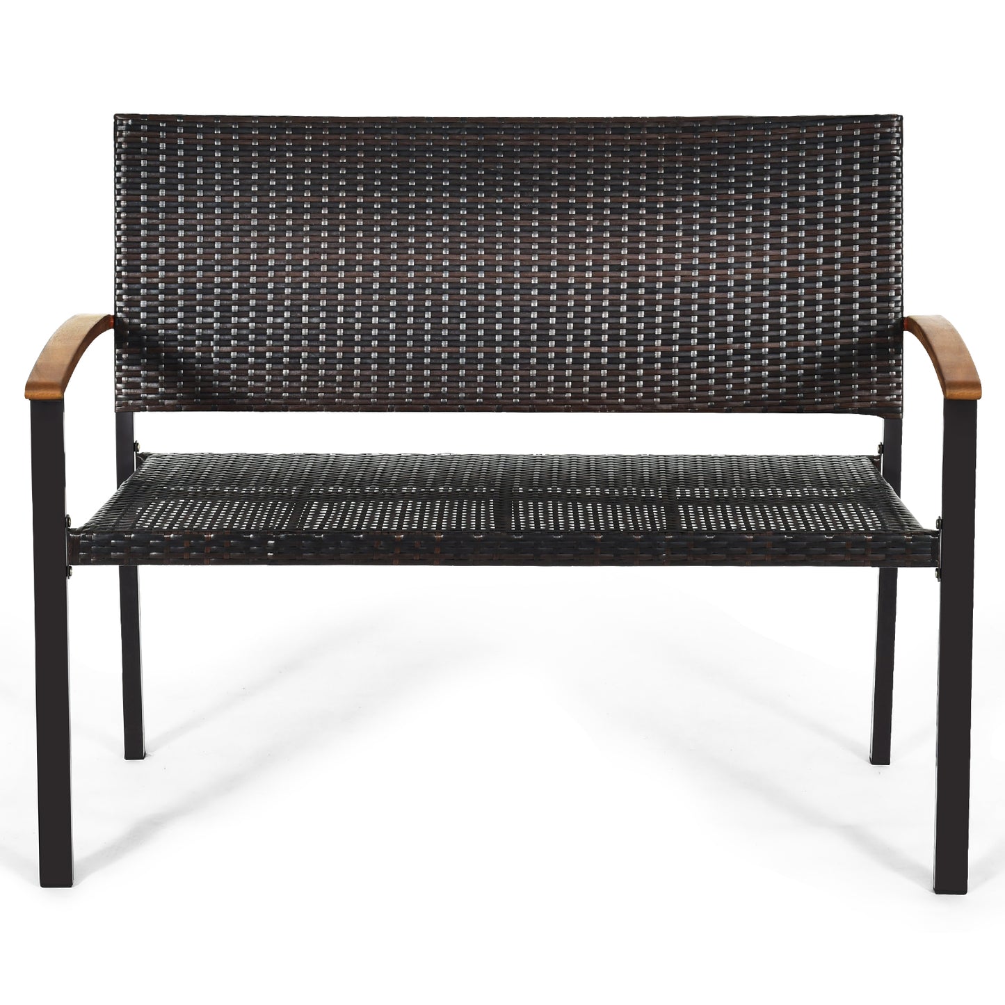 Patiojoy  Patio Furniture Weather-Resistant Rattan Bench Wicker Loveseat Steel frame for Yard Garden Poolside