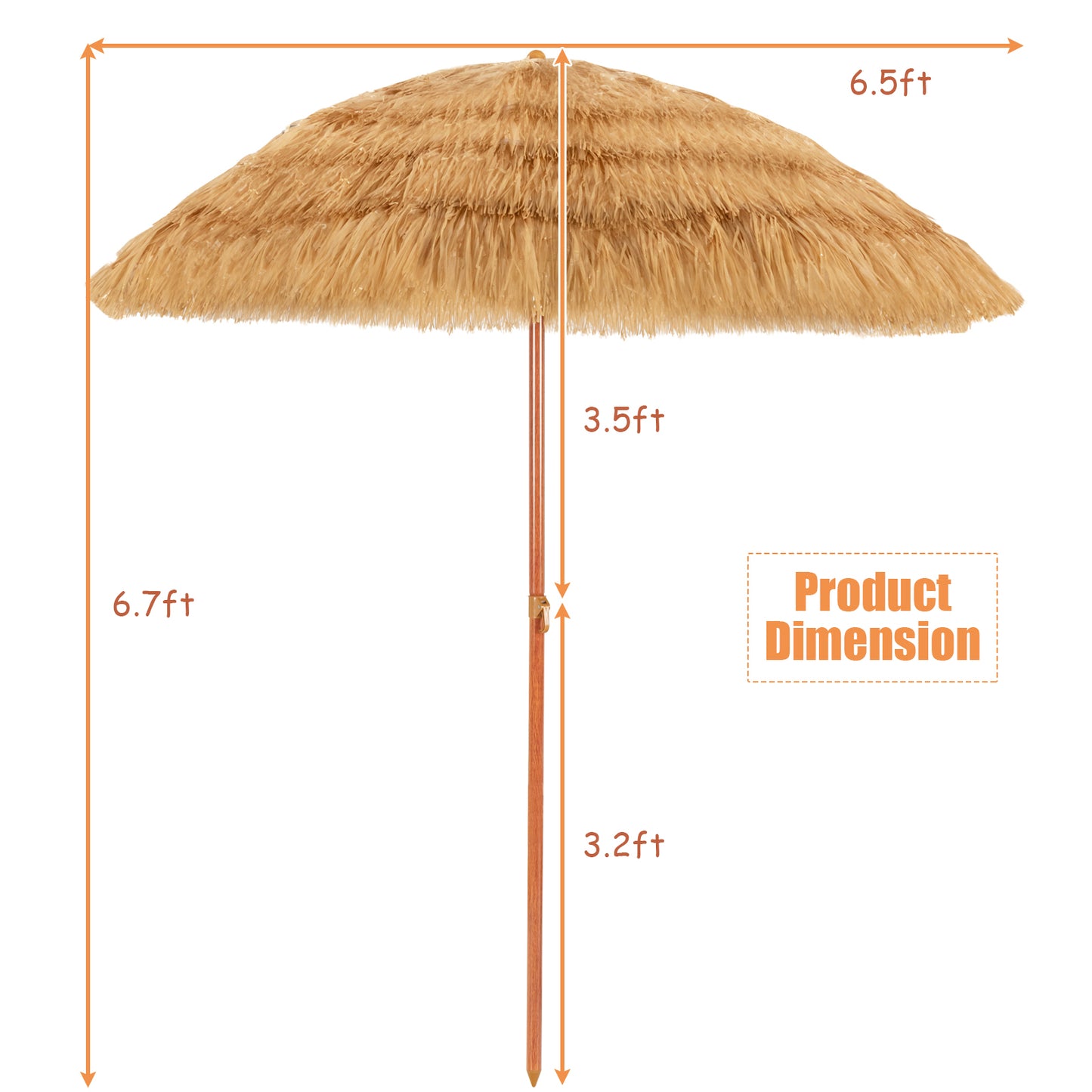 Topbuy Beach Umbrella Outdoor Patio Sun Shelter with Tilt Sand Anchor  for Beach Yard Poolside