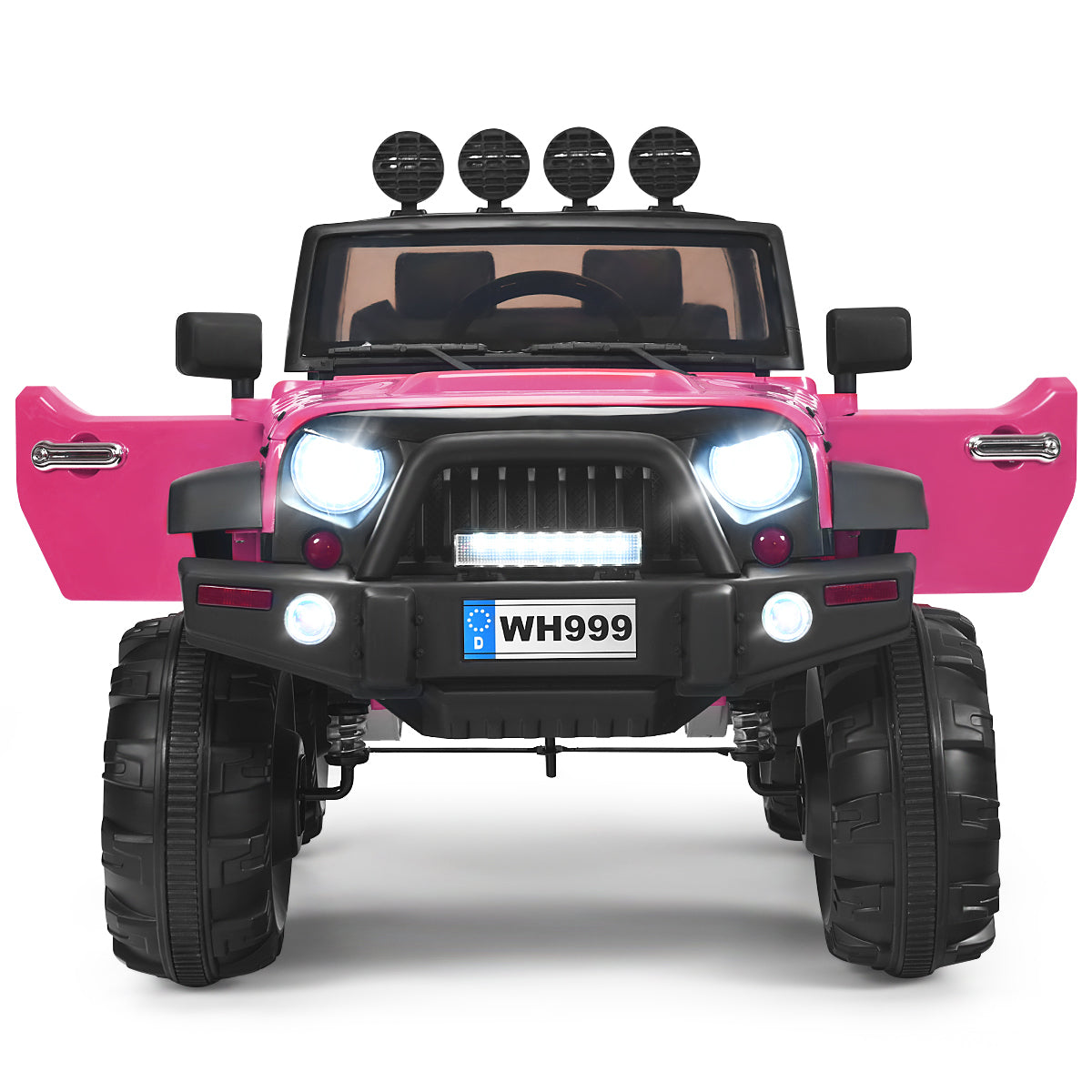 Topbuy 12V Kids Ride on Truck Children Electric Vehicle w/ 2.4GHz Remote Control & Retractable Handle Black/Black&White/Pink/White/Red