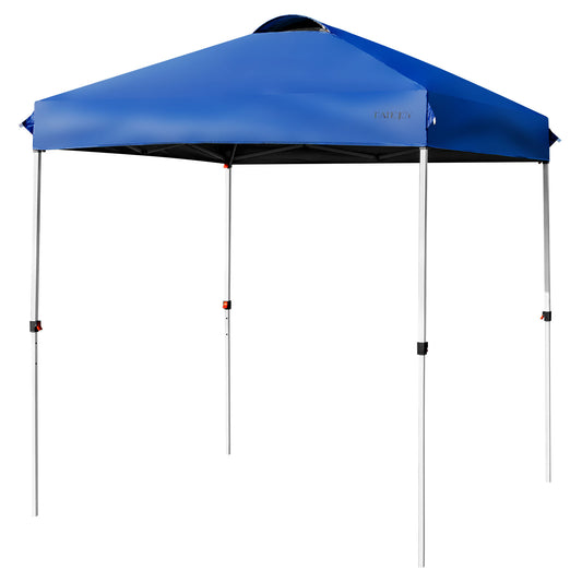 Patiojoy 6.6' x 6.6' Pop-up Canopy Tent Outdoor Camping Sun Shelter w/ Portable Roller Bag & 4 Weight Bags Blue/Grey/White