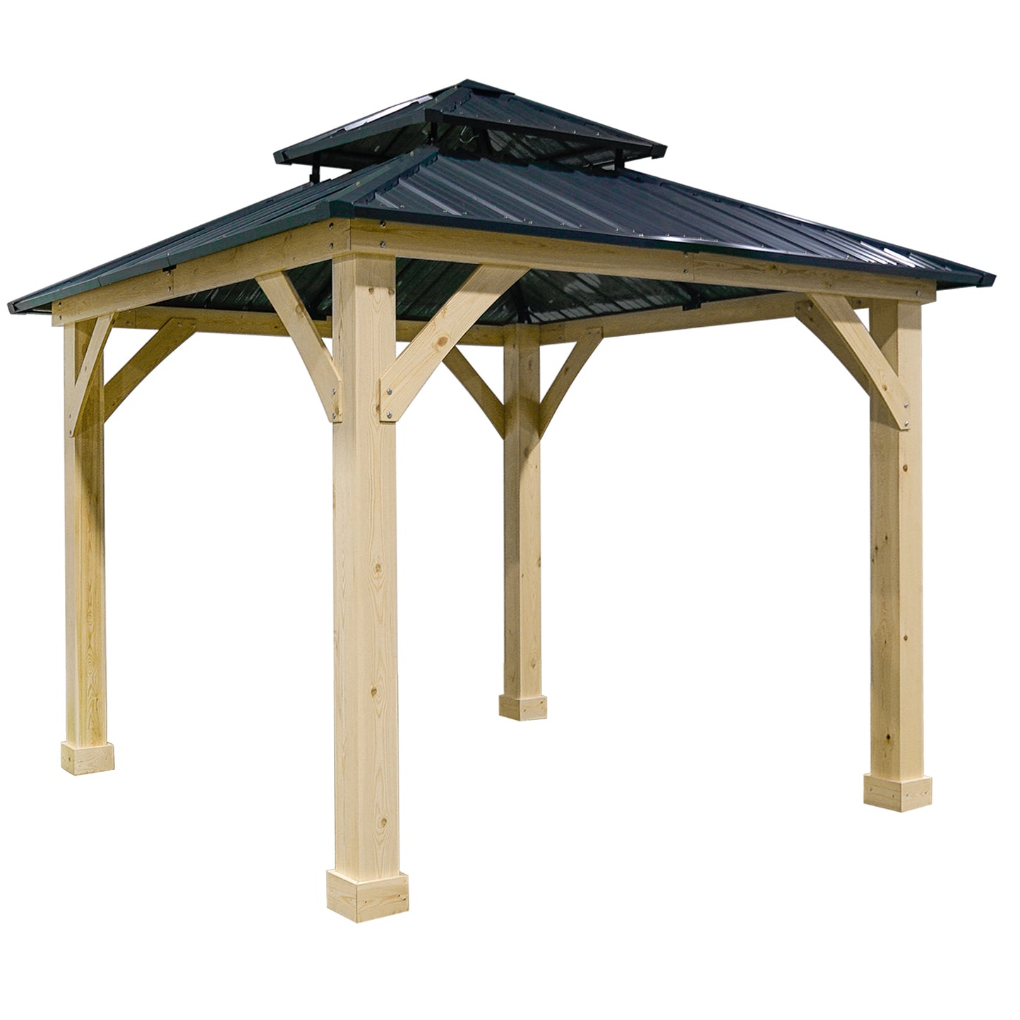 Patiojoy 10' X 10' Patio Pavilion Outdoor Hardtop Gazebo w/ Extra Metal Stakes & J-Shaped Hook