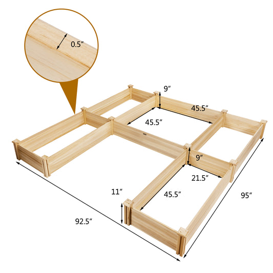 Topbuy Elevated Garden Bed U-shaped Wooden Planters Flexible Combination Suitable for Vegetable Flower Herb