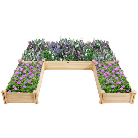 Topbuy Elevated Garden Bed U-shaped Wooden Planters Flexible Combination Suitable for Vegetable Flower Herb