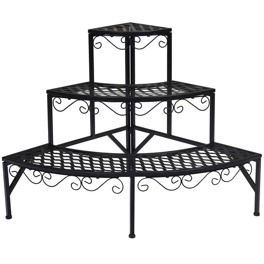 Topbuy Metal Plant Stand Flower Pot Plant Display Holder 3-Tier Rack Perfect for Patio Garden Balcony