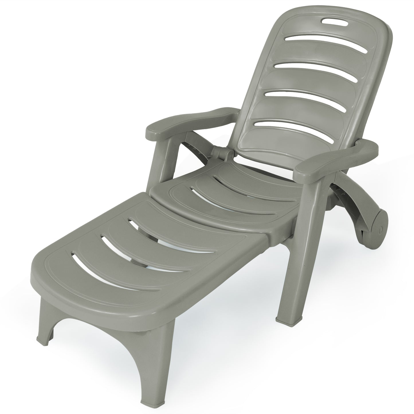 Patiojoy Outdoor Chaise Lounge Chair 5-Position Folding Recliner for Beach Poolside Backyard White/Brown/Turquoise/Grey