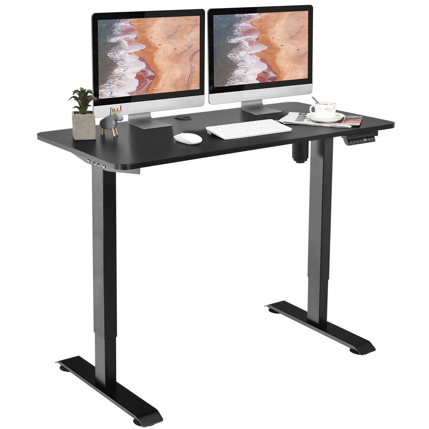 Topbuy Electric Height Adjustable Mobile Standing Desk Home Office Stand Up Computer Workstation White/Maple/Teak/Black