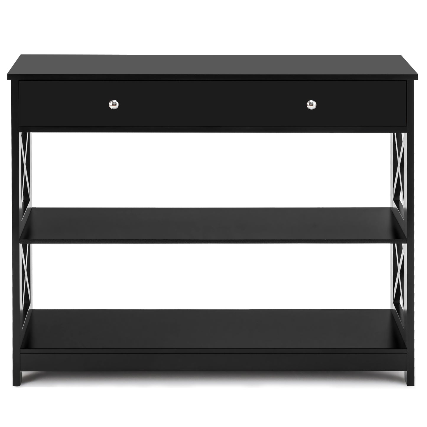 Topbuy Console Table Narrow Entry Table w/ Drawer & Shelves Sofa Table Black/White