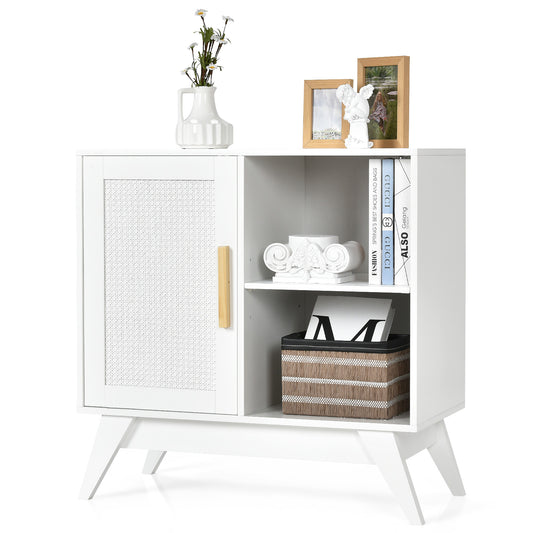 Topbuy Floor Storage Cabinet Freestanding Side Cabinet w/adjustable shelf & Door for Kitchen Living Room Study White