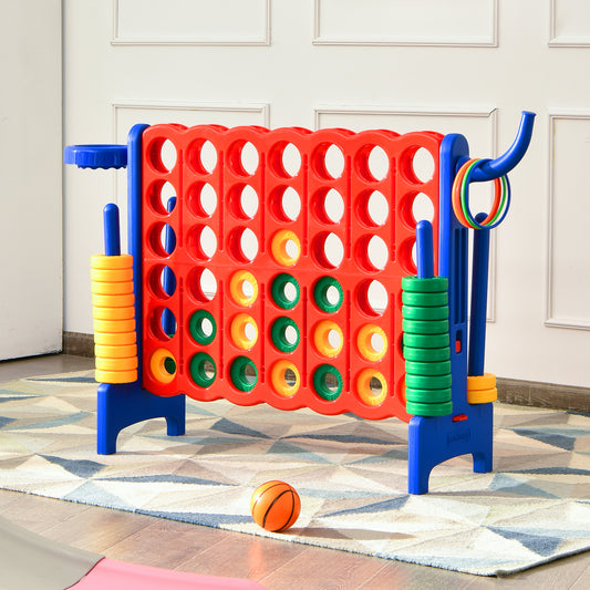 Topbuy 4-to-Score Giant Game Set for Kids Educational Toys with Ring Game and Basketball Hoop Indoor Outdoor Blue/Green/Red/Orange