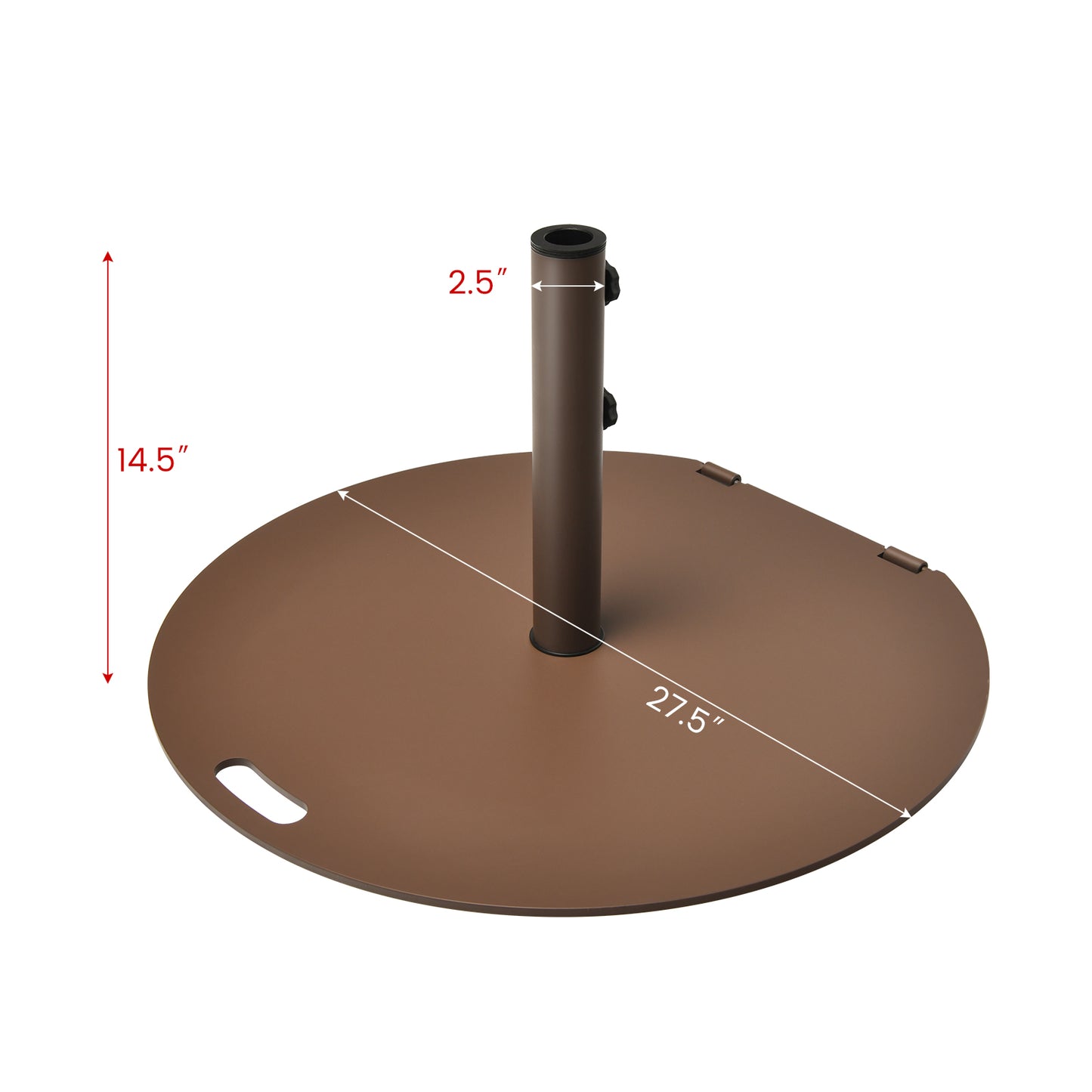 Patiojoy 50LBS Patio Market Umbrella Base Stand Weighted Round Umbrella Holder w/Handle & Wheels Brown