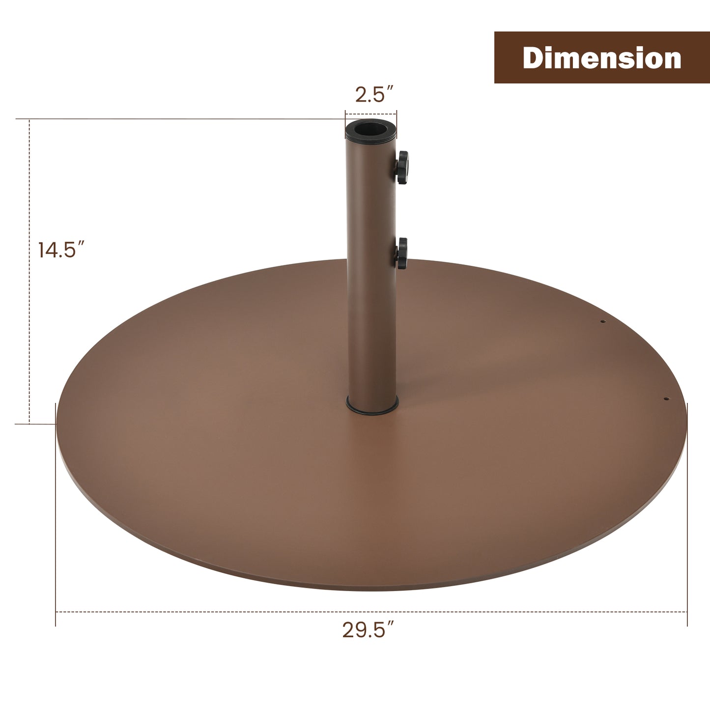 Patiojoy 59LBS Patio Market Umbrella Base Stand Heavy Duty Round Umbrella Holder w/3 Adapters Brown