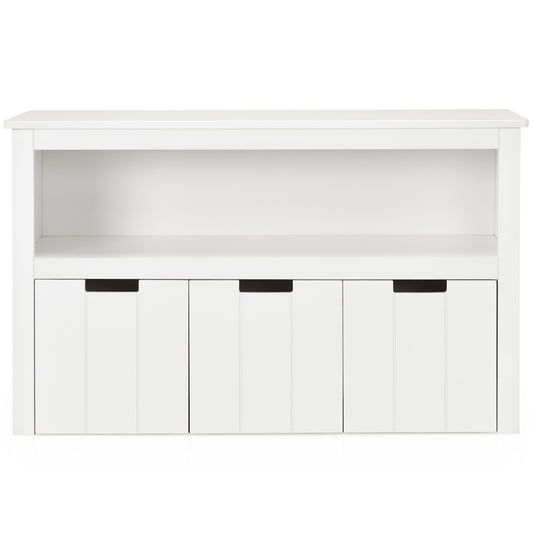 Topbuy Kids Toy Storage Organizer 3 Drawers w/Hidden Wheels Multifunctional Bookcases Cabinets & Shelves White