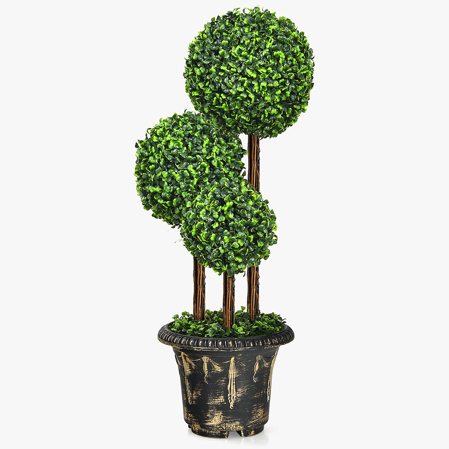 Topbuy 36'' Artificial Topiary Three Ball Tree Decorative Trees Fake Greenery Plants Indoor&Outdoor